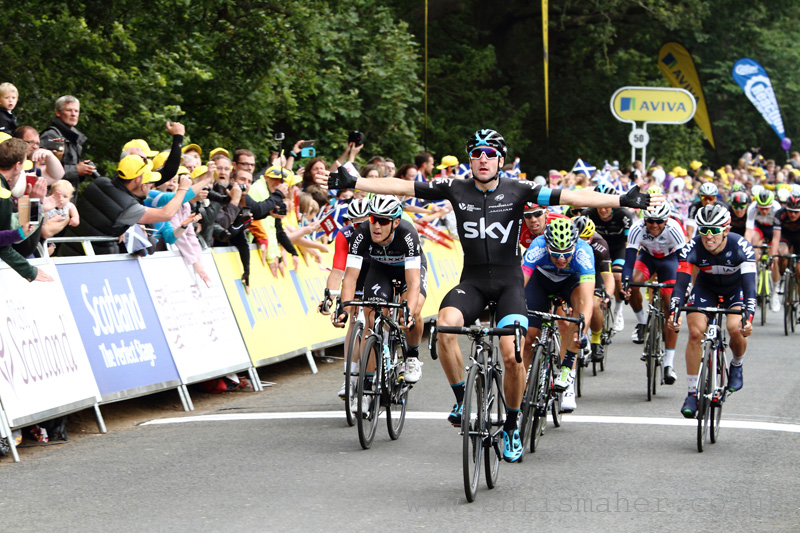 Stage Winner, Elia Viviani - Team Sky in Kelso... 