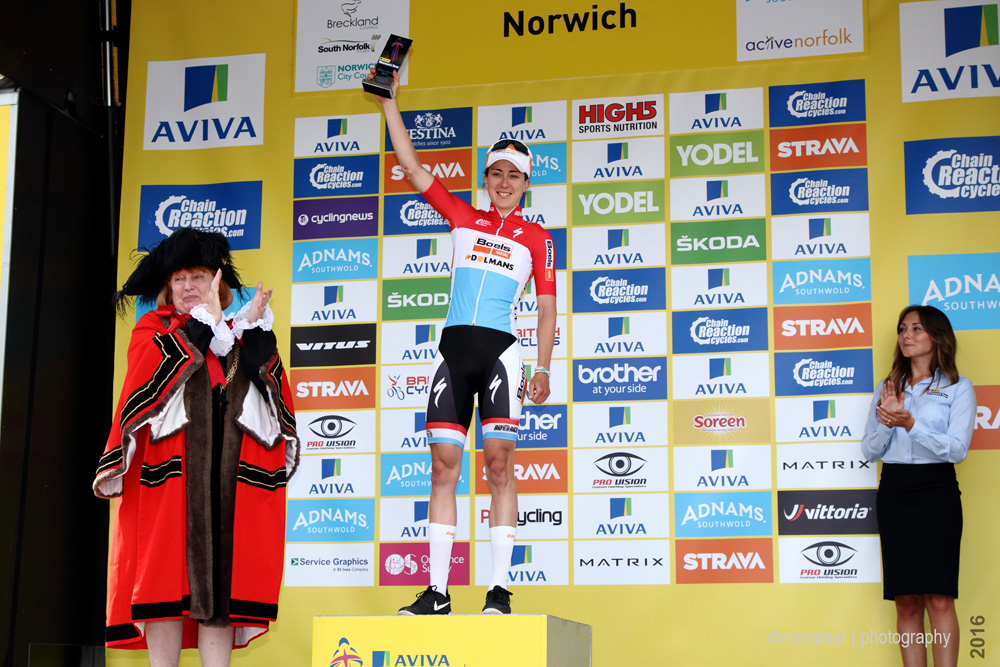 Aviva Women's Tour 2016 Stage One Southwold to Norwich, Stage winner Christine MAJERUS Boels Dolmans Cycling team 