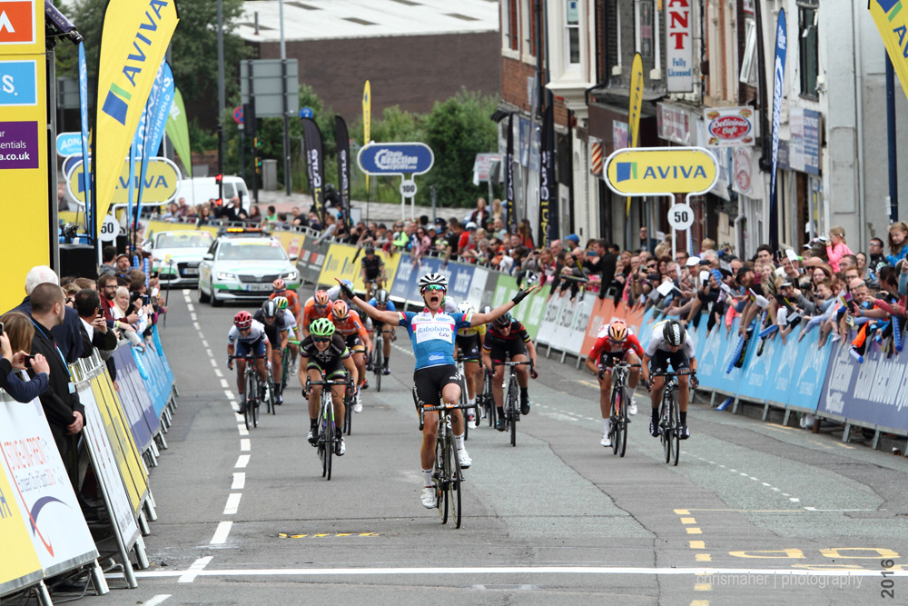Aviva Women's Tour 2016 | Stage 4 Nottingham to Stoke-on-Trent Stage winner 91 VOS Marianne Raboliv Womencyclingteam NED 
